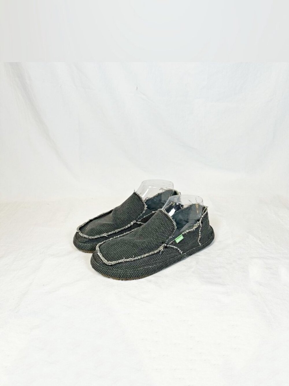 Sanuk Rounder Mens Gray Canvas Moc Toe Slip On Loafer Shoes~8~